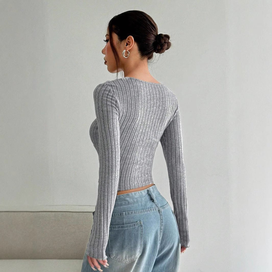 Women’s Brushed Stripe Cropped T-Shirt